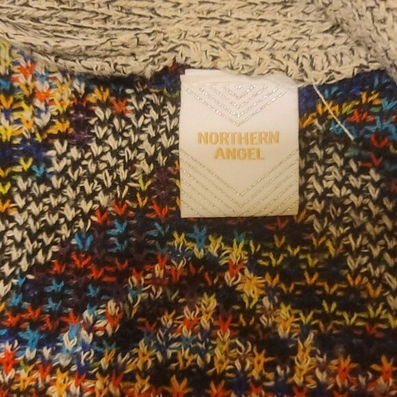 Northern Angel | Aztec Tribal Rainbow Long Open Front Cardigan size small - Picture 6 of 7